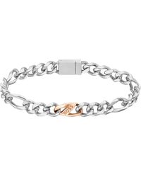 BOSS - Stainless-steel Figaro-chain Cuff With Branded Link - Lyst