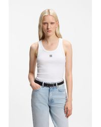 HUGO - Cotton-Blend Tank Top With Stacked-Logo Embroidery - Lyst