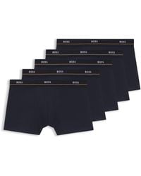 BOSS - Five-Pack Of Stretch-Cotton Trunks With Logo Waistbands - Lyst