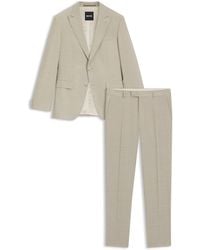 BOSS - Slim-Fit Pak Van Geruite Stretchwol - Lyst