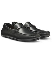 BOSS - Nappa-Leather Driver Shoes With Branded Hardware - Lyst