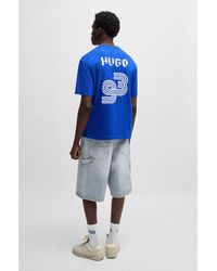 HUGO - Cotton-Jersey T-Shirt With Football-Inspired Prints - Lyst