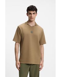 HUGO - Structured Cotton-Blend Polo Shirt With Johnny Collar - Lyst