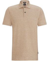 BOSS - Regular-Fit Poloshirt aus Baumwoll-Leinen-Mix - Lyst