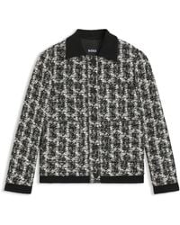 BOSS - Regular-Fit Blazer Van Licht Tweed Met Patroon - Lyst