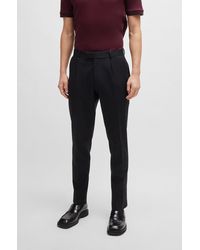 BOSS - Relaxed-fit Trousers In Stretch Fabric With Pleat Front - Lyst