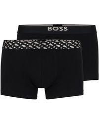 BOSS - Two-pack Of Stretch-cotton Trunks With Metallic Branding - Lyst