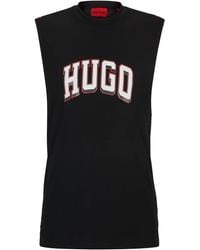 HUGO - Tanktop mit Logo-Print und Mesh-Rückseite - Lyst