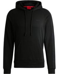 HUGO - Cotton-terry Hoodie With Logo Tape Sleeves - Lyst