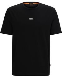 BOSS - Relaxed-Fit T-Shirt aus Stretch-Baumwolle mit Logo-Print - Lyst
