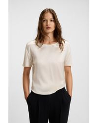 BOSS - Regular-Fit T-Shirt With Stretch-Silk Front - Lyst