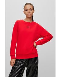 HUGO - Regular-fit Cotton Sweatshirt With Logo Label - Lyst