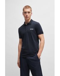 BOSS - Slim-fit Polo Shirt With Mesh Logo - Lyst