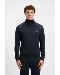 BOSS - Stretch-Cotton Zip-Up Jacket With Embroidered Logo - Lyst