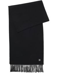 HUGO - Wool Scarf With Stacked-Logo Trim - Lyst