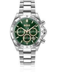 BOSS - Hero 2.0-Chronograaf Met Groene Wijzerplaat En Stalen Polsband - Lyst