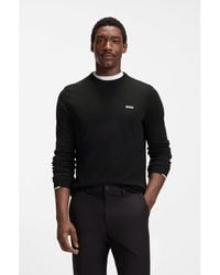 BOSS - Cotton Sweater With Contrast Logo - Lyst