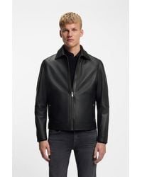 BOSS - Black Men's Leather Jackets Size 38r - Lyst