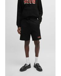 HUGO - Cotton-terry Relaxed-fit Shorts With Logo Detail - Lyst