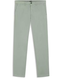 BOSS - Regular-Fit Broek Van Elastisch Katoenen Satijn - Lyst