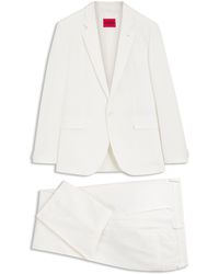 HUGO - Driedelig Extra Slim-Fit Pak Van Katoenen Seersucker Met Stretch - Lyst
