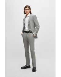 HUGO - Extra-slim-fit Suit In Patterned Linen-look Material - Lyst