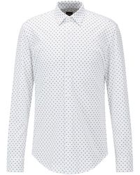 Camisas HUGO BOSS | Camisa slim fit con botones de dobby de algodón lavado  Gris estampado Hombre ~ PangaeaQuest