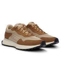 BOSS - Mixed-material Trainers With Suede And Faux Leather - Lyst