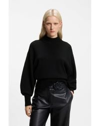 HUGO - Relaxed-Fit Knitted Sweater With Mock Neckline - Lyst