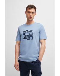 BOSS - Cotton-jersey Regular-fit T-shirt With Typographic Artwork - Lyst