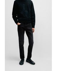 BOSS - Slim-fit Jeans In Black Italian Selvedge Denim - Lyst
