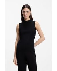 BOSS - Ribbed-Knit Top With Mock Neckline - Lyst