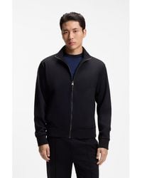 BOSS - Stand-Collar Wool-Blend Sweatshirt With Full Zip - Lyst