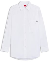 HUGO - Oversized-Fit Blouse Van Katoenen Canvas Met Logostiksel - Lyst