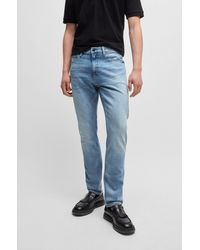 HUGO - Slim-fit Jeans In Light-blue Stretch Denim - Lyst