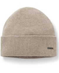 BOSS - Knitted Cashmere Beanie With Metal Logo Plaque - Lyst