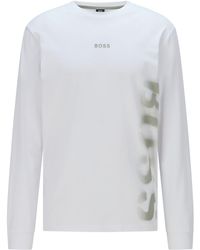 BOSS by HUGO BOSS Relaxed-fit Long Sleeved T-shirt In Cotton With Logo - White