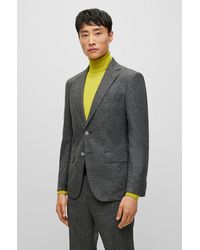 BOSS - Slim-fit Jacket In A Micro-pattern Wool Blend - Lyst