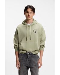 HUGO - Cotton-Terry Hoodie With Logo Graphic - Lyst