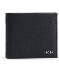 BOSS - Grained-Leather Wallet With Metal Logo Lettering - Lyst