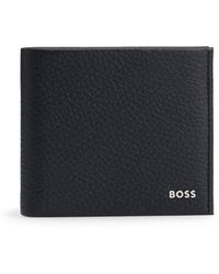 BOSS - Grained-Leather Wallet With Metal Logo - Lyst