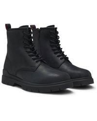 HUGO - Leather Half Boots With Embossed Logo - Lyst