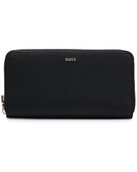 BOSS - Faux-leather Zip-up Wallet With Logo Lettering - Lyst
