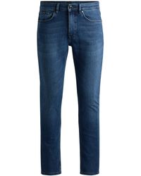 BOSS - Slim-fit Jeans In Pure-blue Comfort-stretch Denim - Lyst