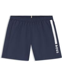 BOSS - Swim Shorts With Stripe And Logo - Lyst