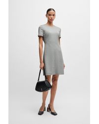 BOSS - Short-sleeved Dress In Herringbone Jersey - Lyst