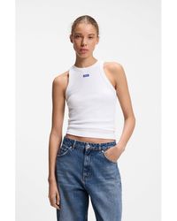 HUGO - Stretch-Cotton Tank Top With Logo Label - Lyst