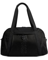 BOSS - Coated-velour Holdall With Outline Logo And Adjustable Strap - Lyst