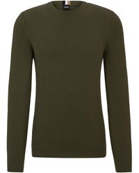 BOSS - Fein strukturierter Pullover aus Baumwolle mit Rundhalsausschnitt - Lyst