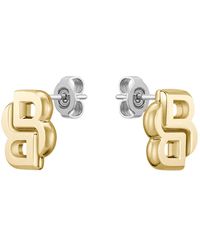 BOSS - Gold-tone Earrings With Double B Monogram - Lyst